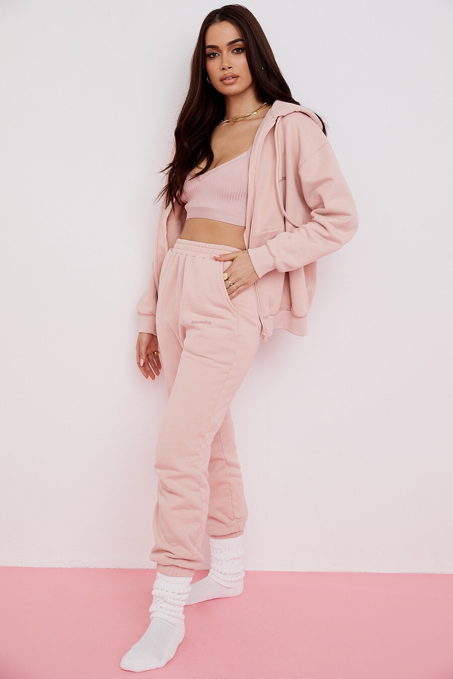 felpa con cappuccio e zip blush blush