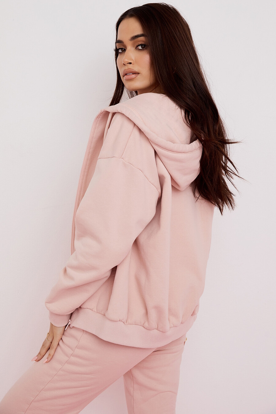 felpa con cappuccio e zip blush blush