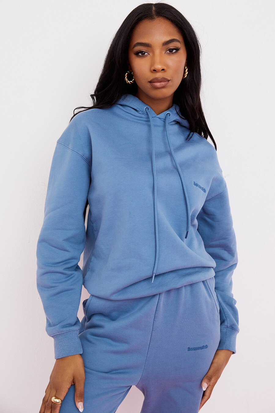 felpa con cappuccio oversize azzurra