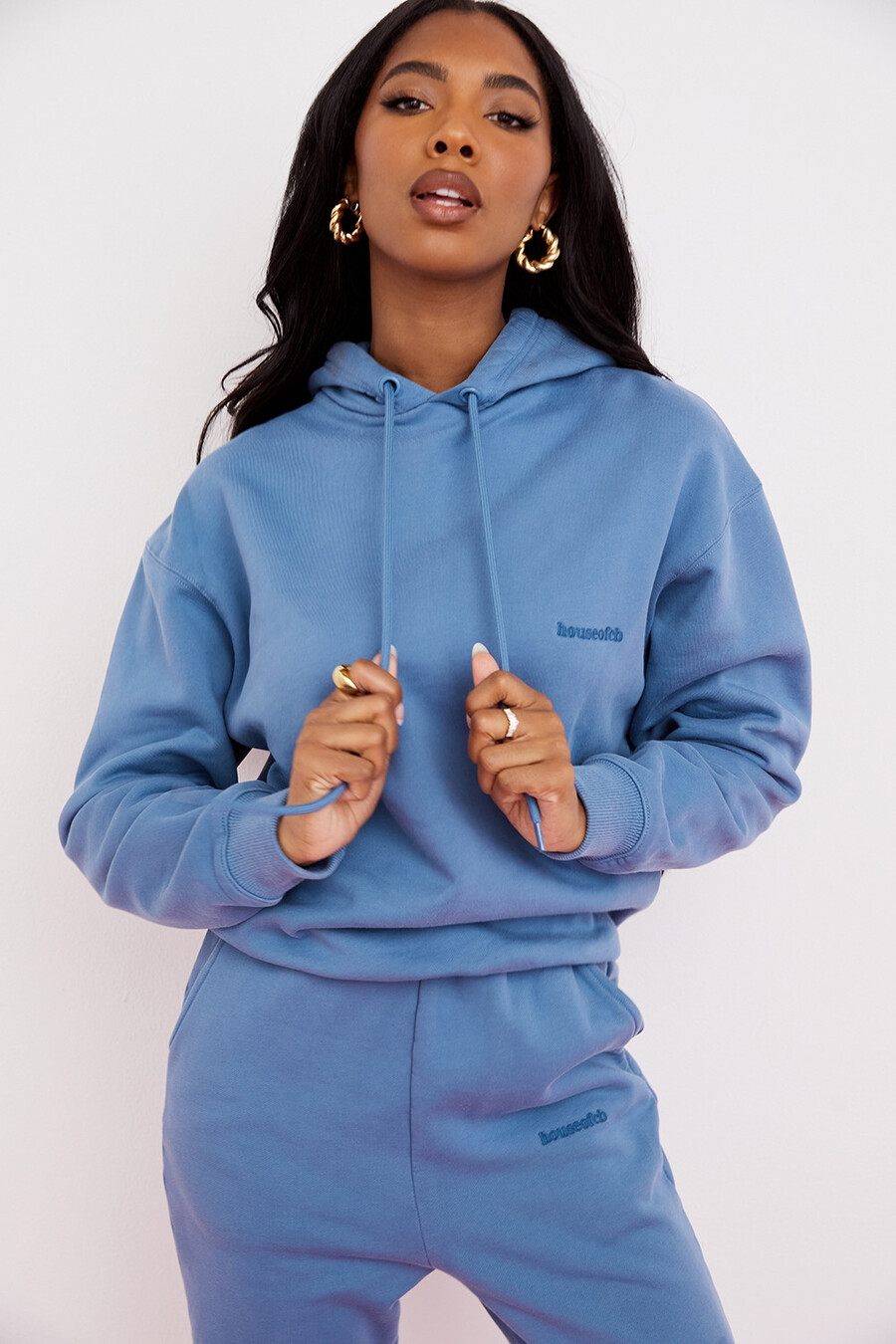 felpa con cappuccio oversize azzurra