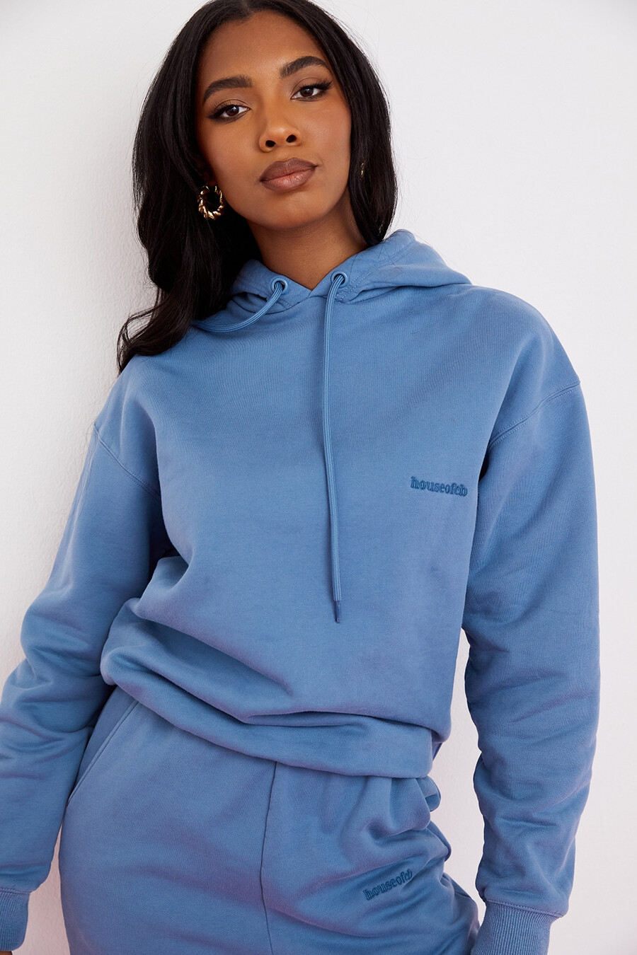 felpa con cappuccio oversize azzurra