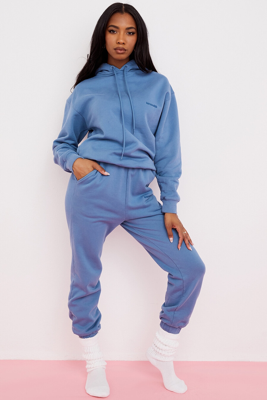 felpa con cappuccio oversize azzurra