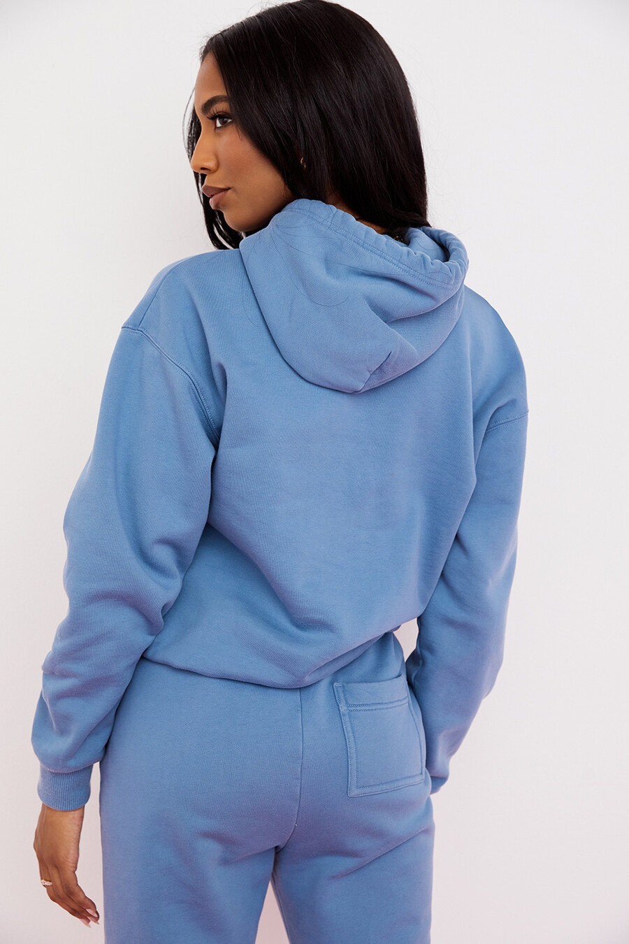 felpa con cappuccio oversize azzurra
