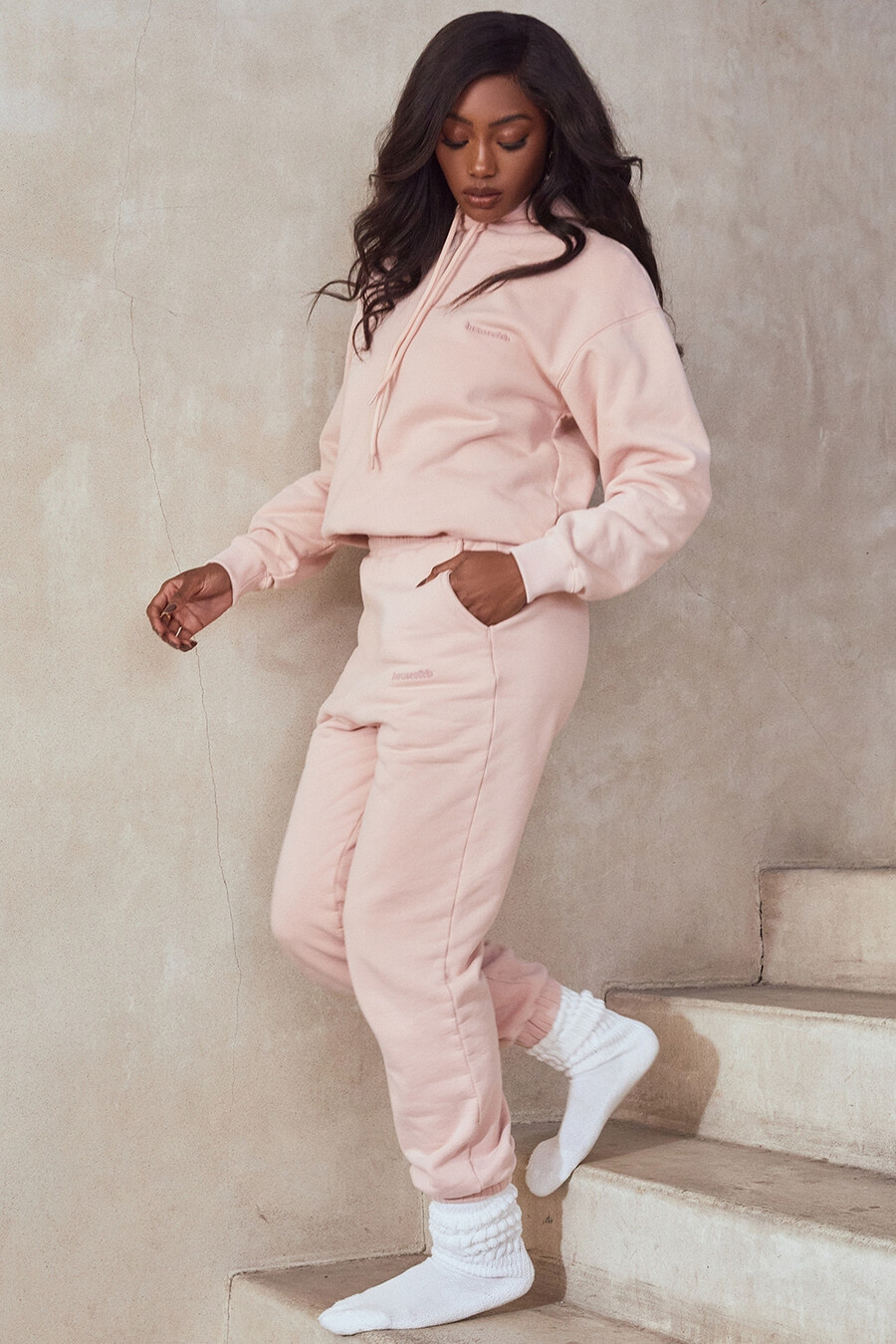 felpa oversize con cappuccio blush
