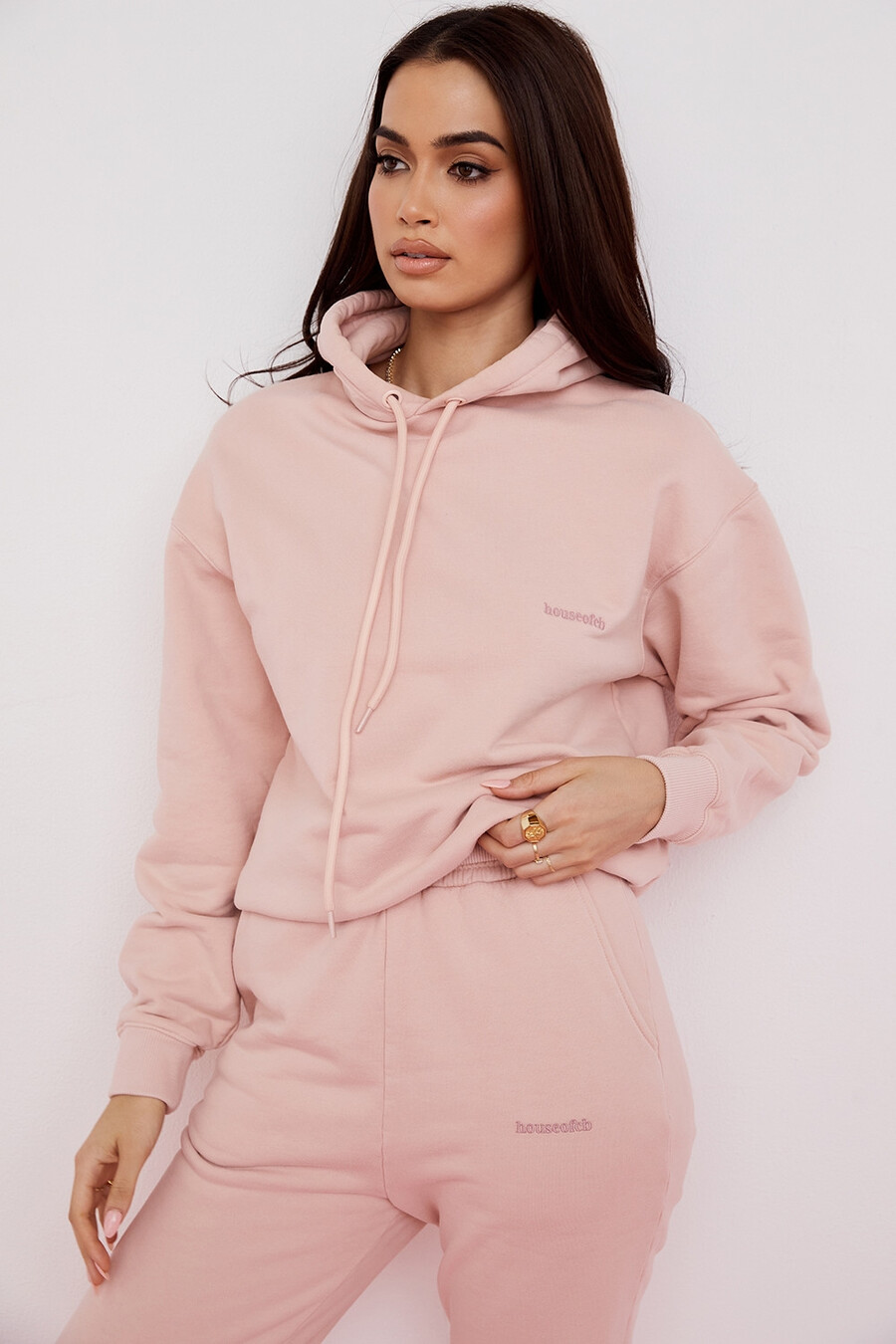 felpa oversize con cappuccio blush