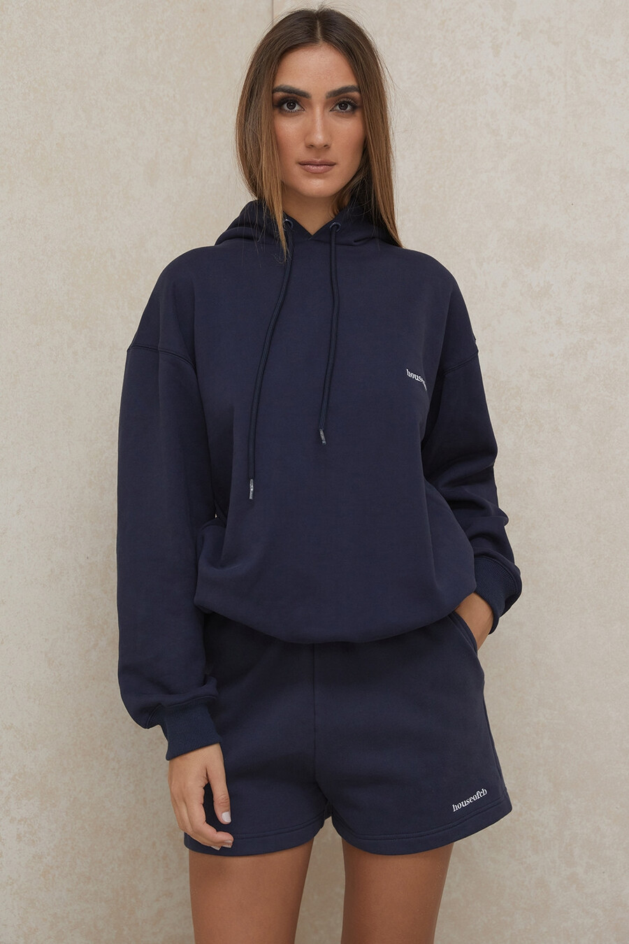 felpa con cappuccio oversize blu navy