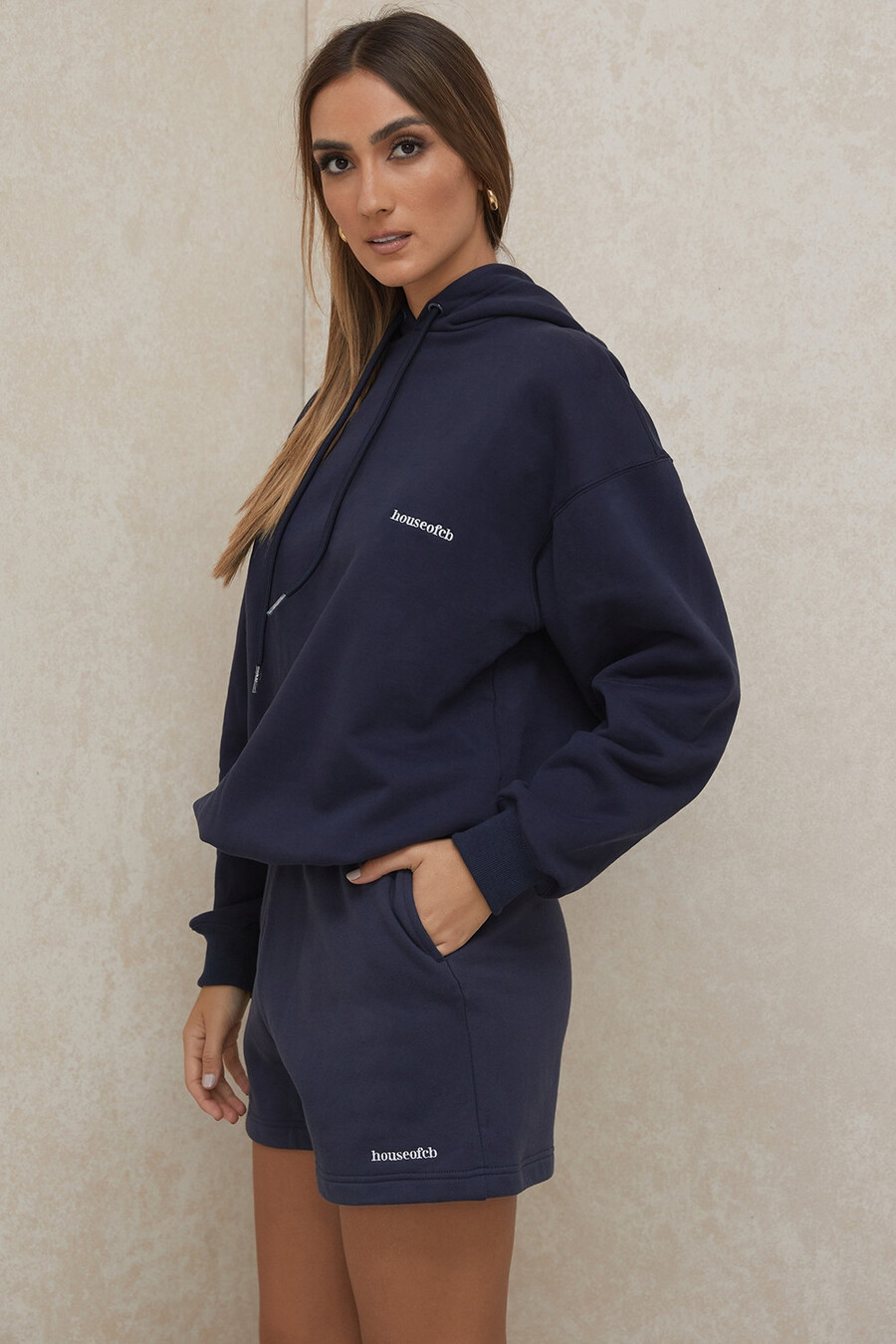 felpa con cappuccio oversize blu navy