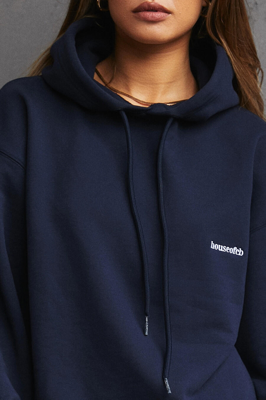 felpa con cappuccio oversize blu navy