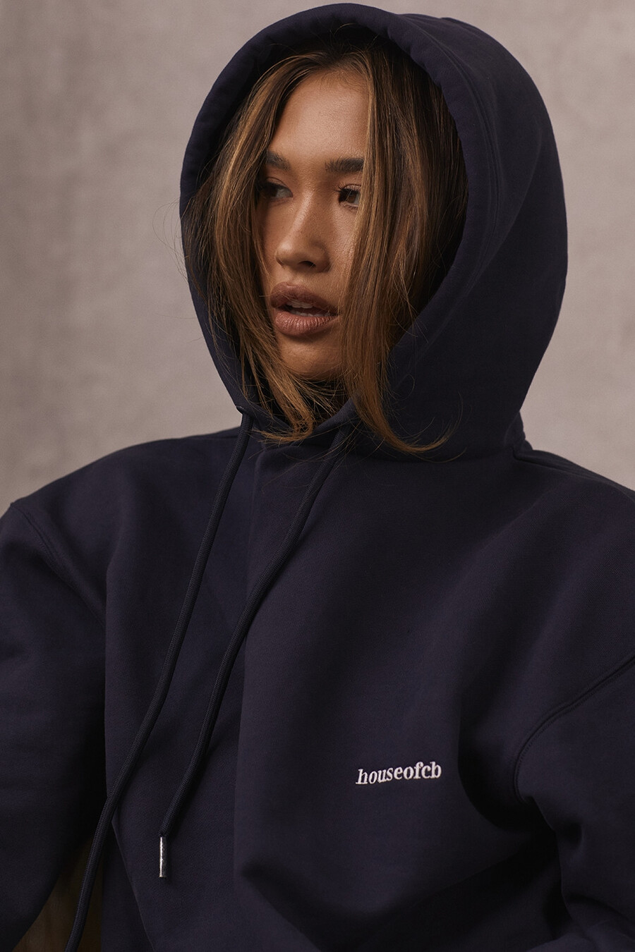 felpa con cappuccio oversize blu navy