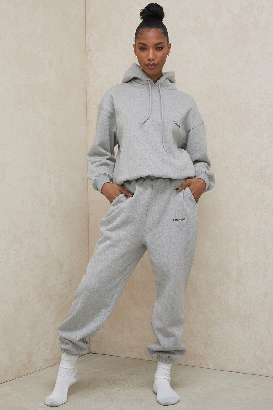felpa con cappuccio oversize grigia