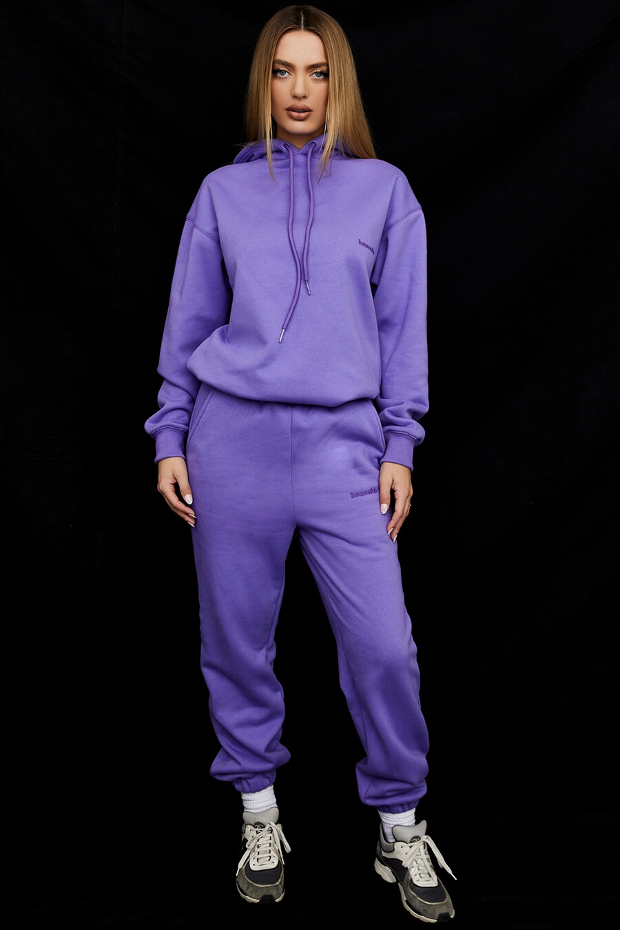pantaloni da jogging con retro in pile viola