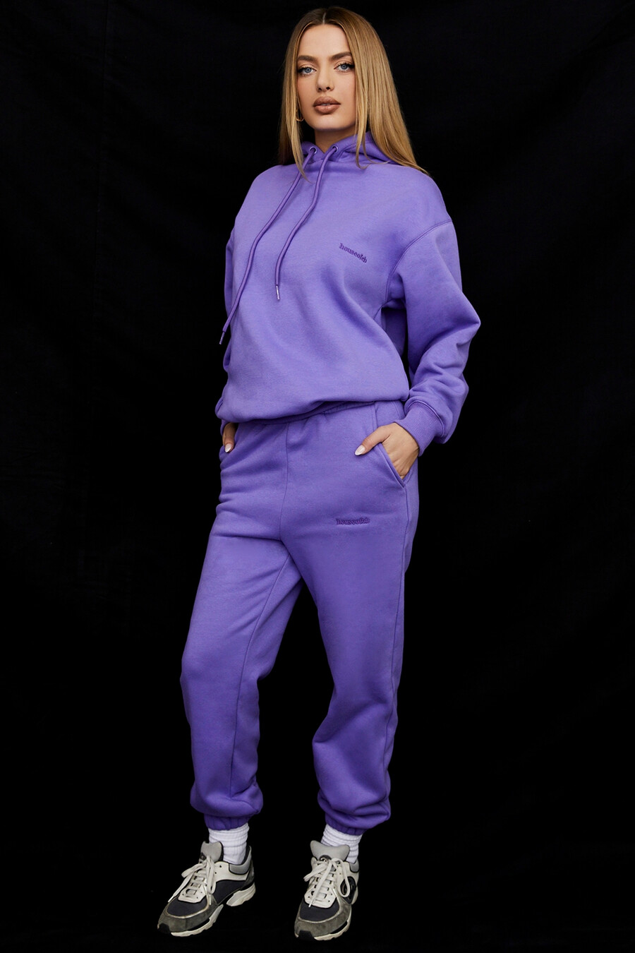 pantaloni da jogging con retro in pile viola