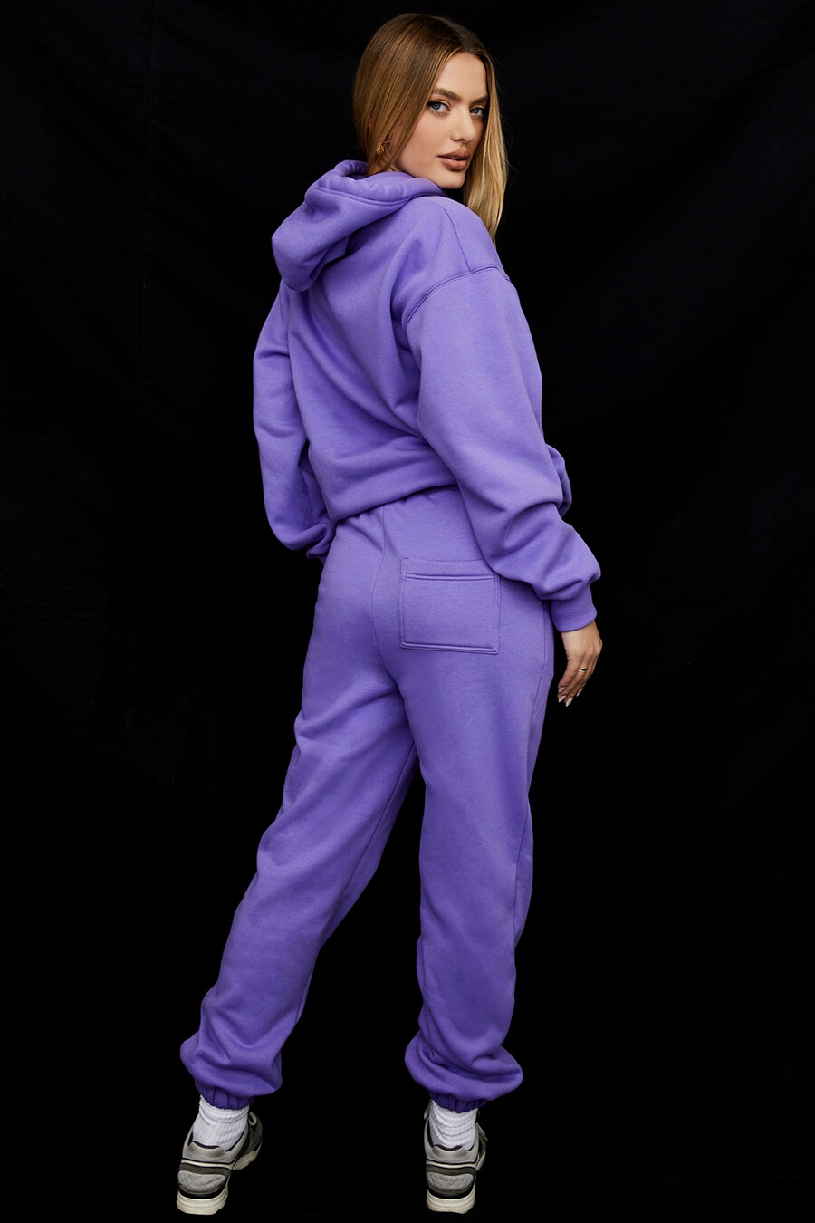 pantaloni da jogging con retro in pile viola