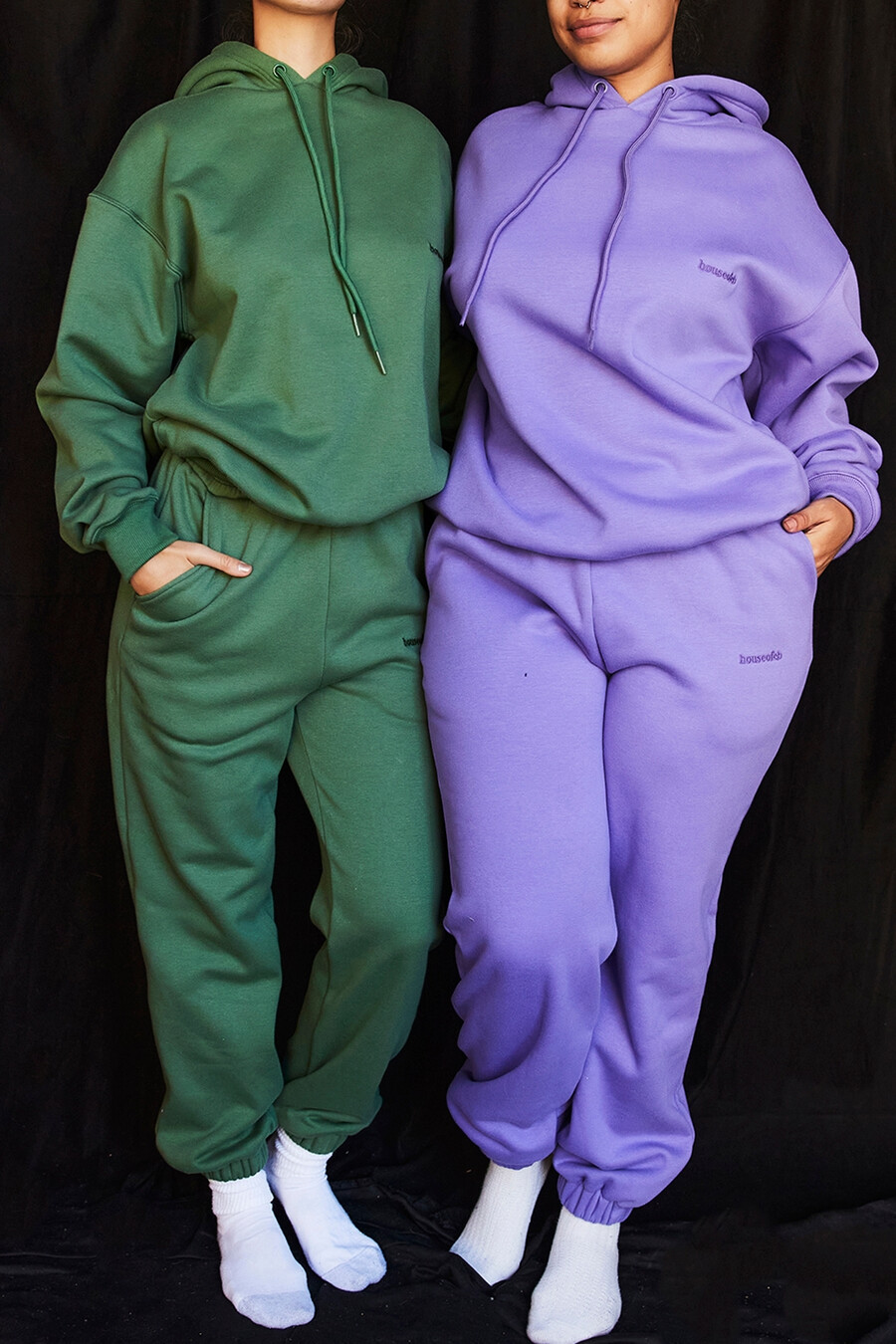 pantaloni da jogging con retro in pile viola
