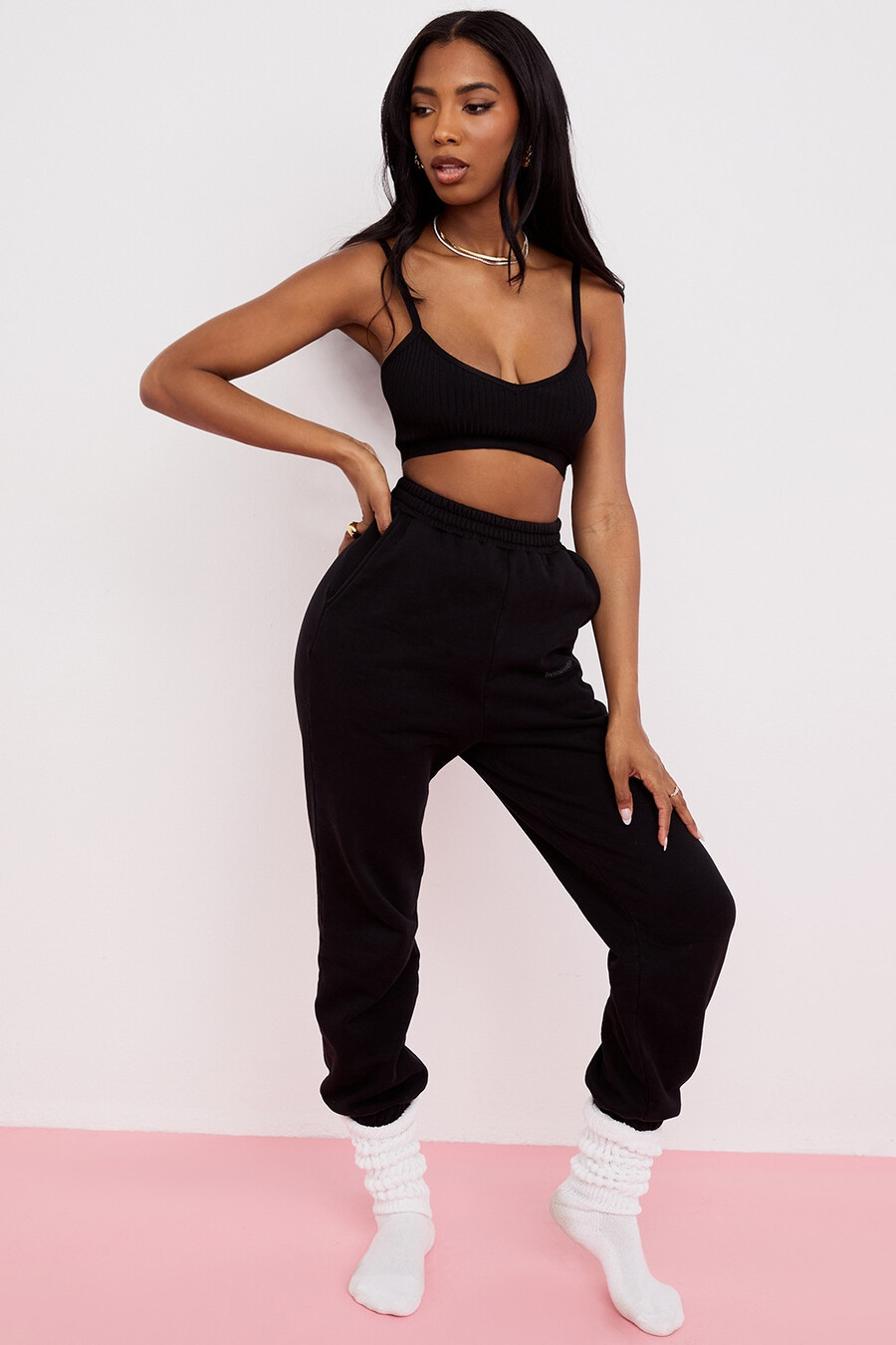 pantaloni da jogging con retro in pile ink