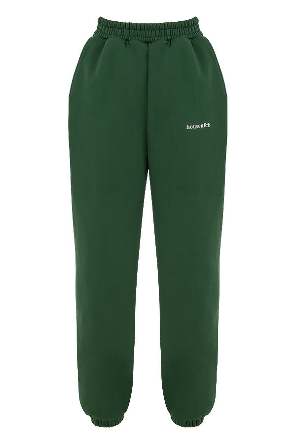 pantaloni da jogging con retro in pile verde