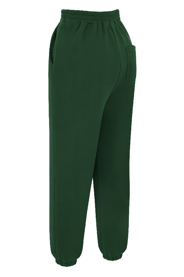 pantaloni da jogging con retro in pile verde