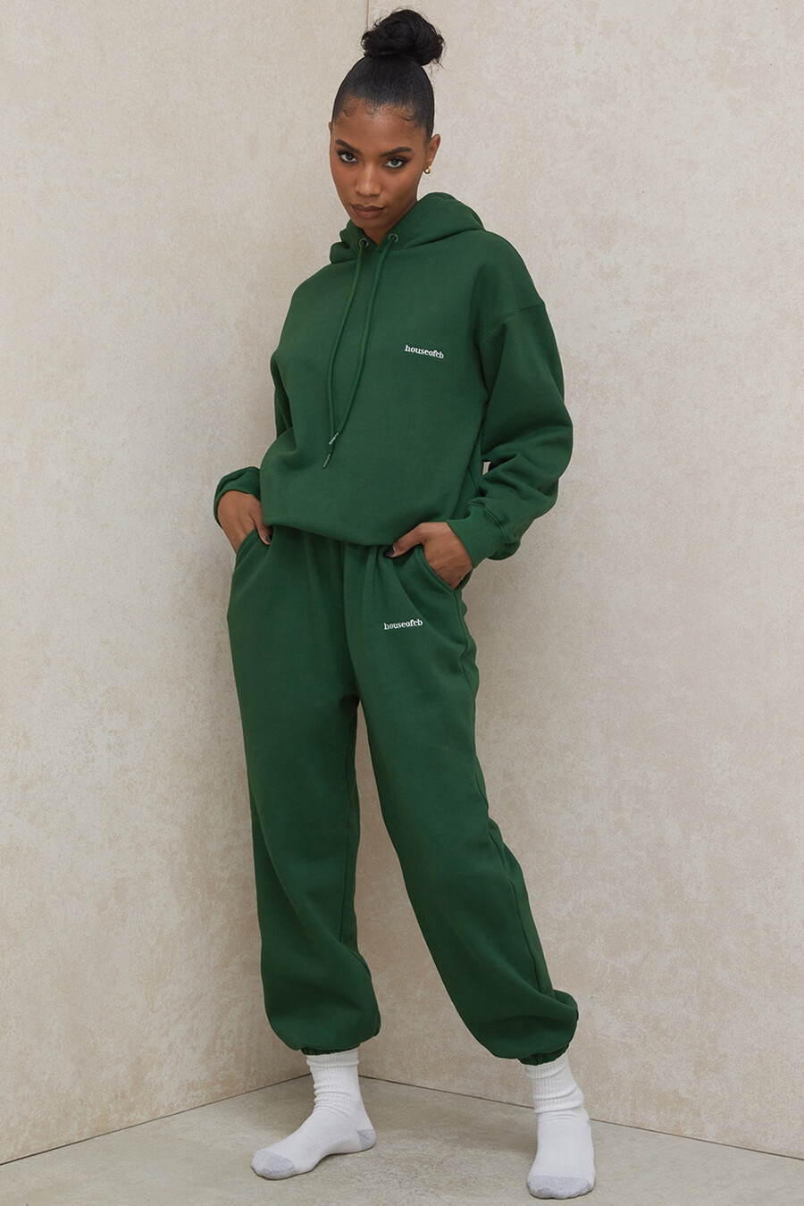 pantaloni da jogging con retro in pile verde