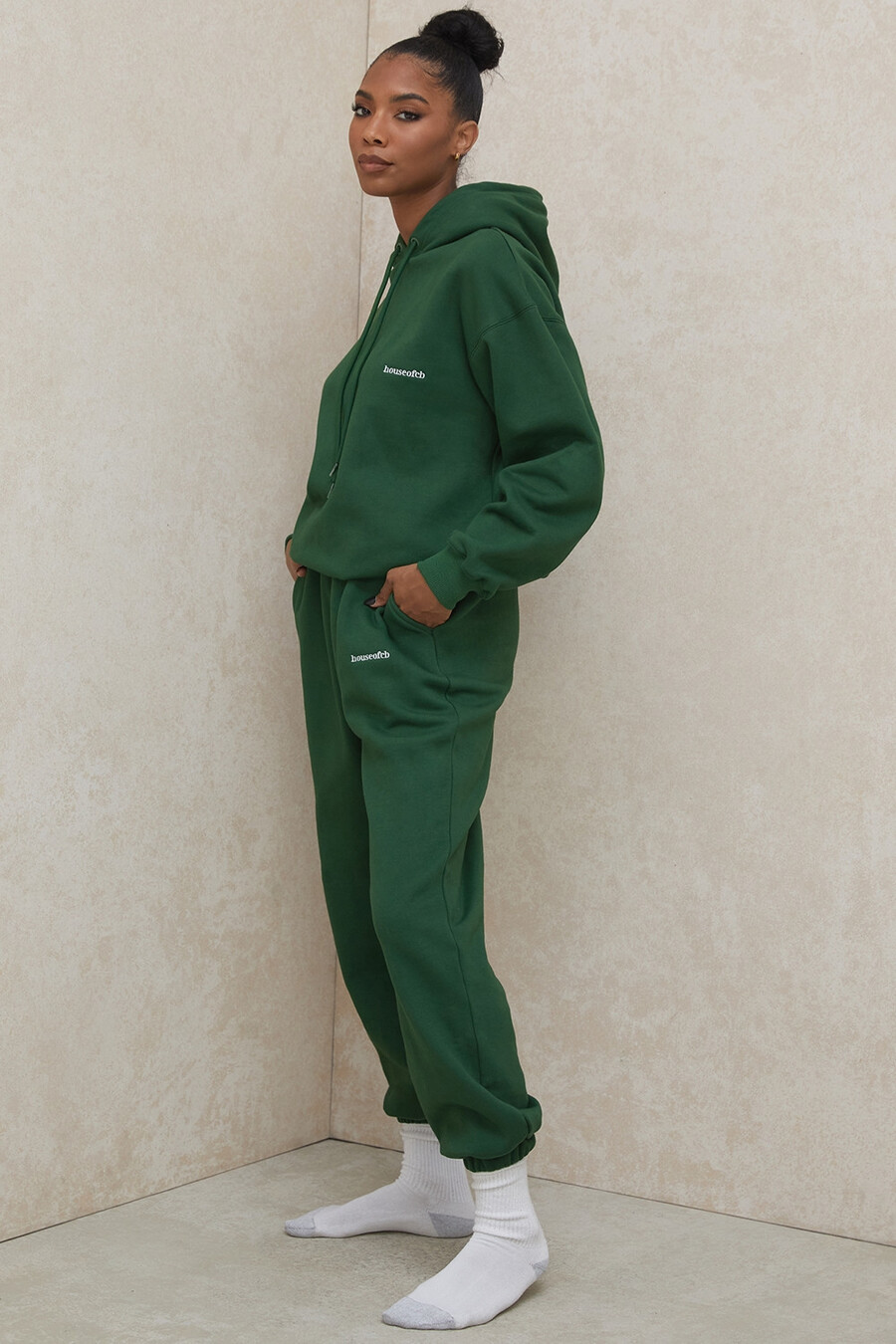 pantaloni da jogging con retro in pile verde