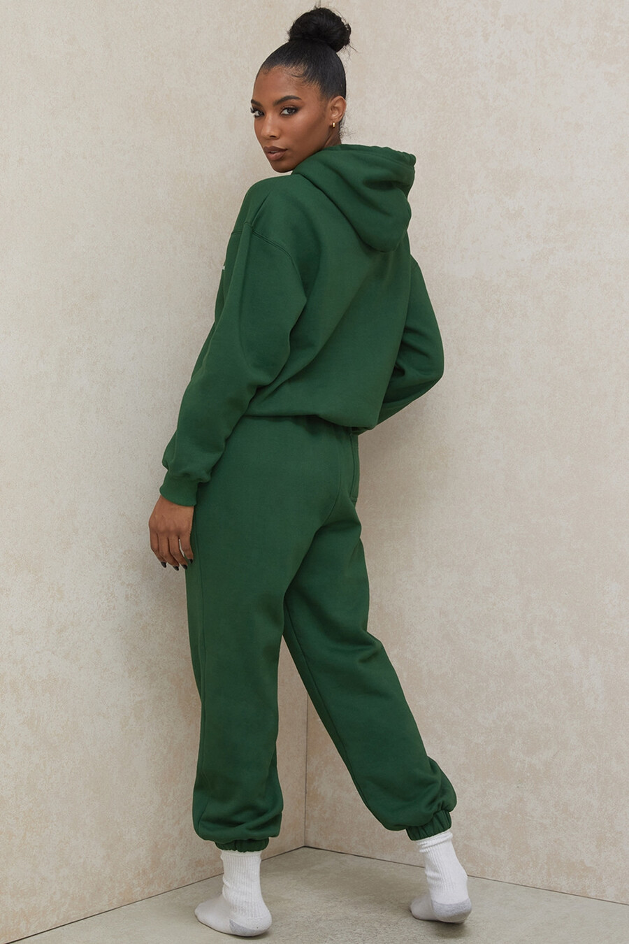 pantaloni da jogging con retro in pile verde