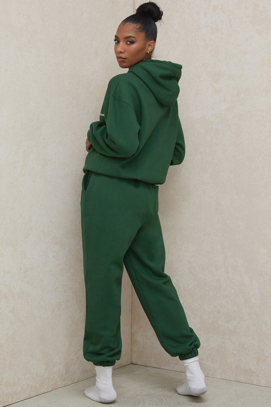 pantaloni da jogging con retro in pile verde
