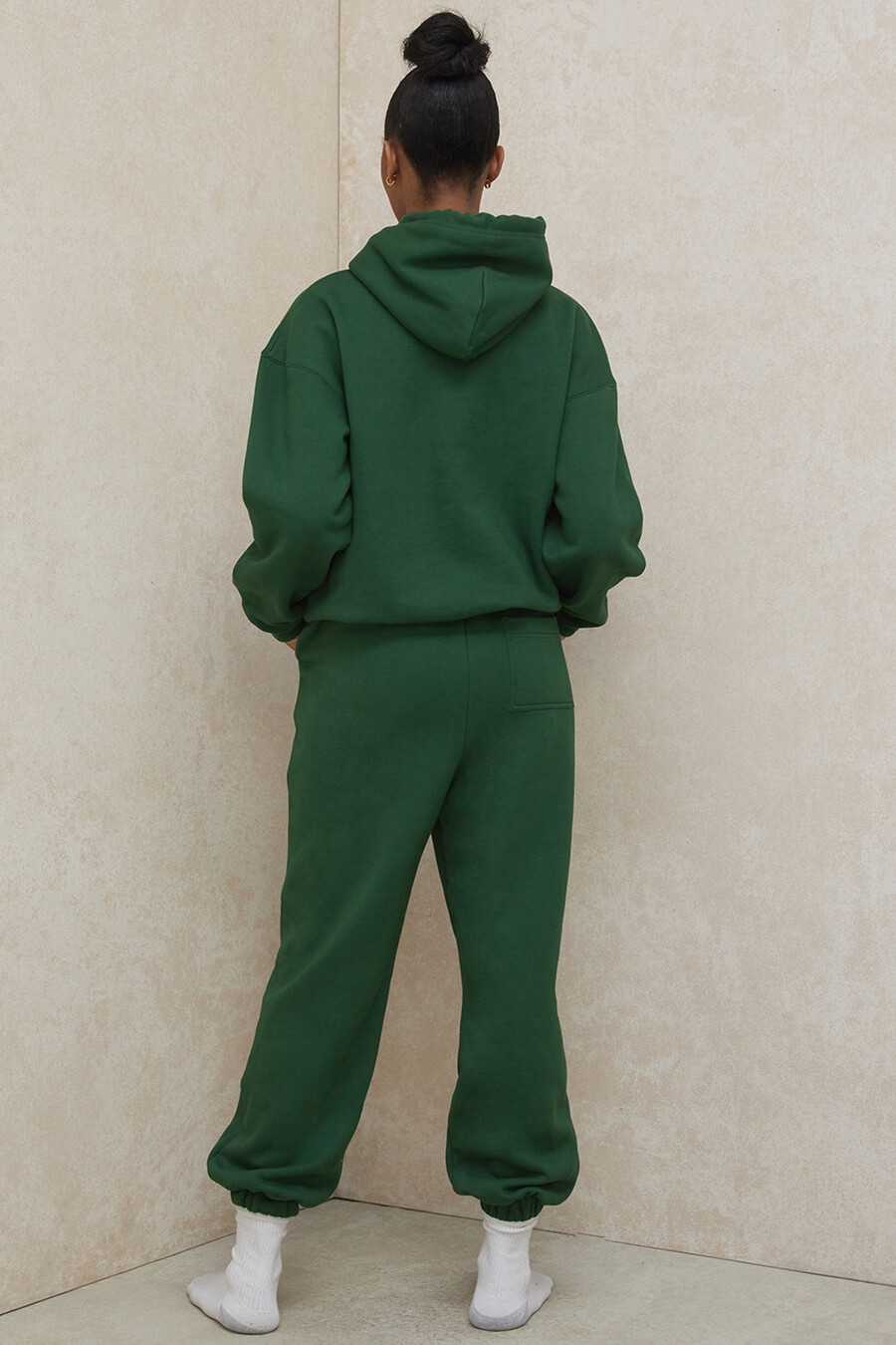 pantaloni da jogging con retro in pile verde