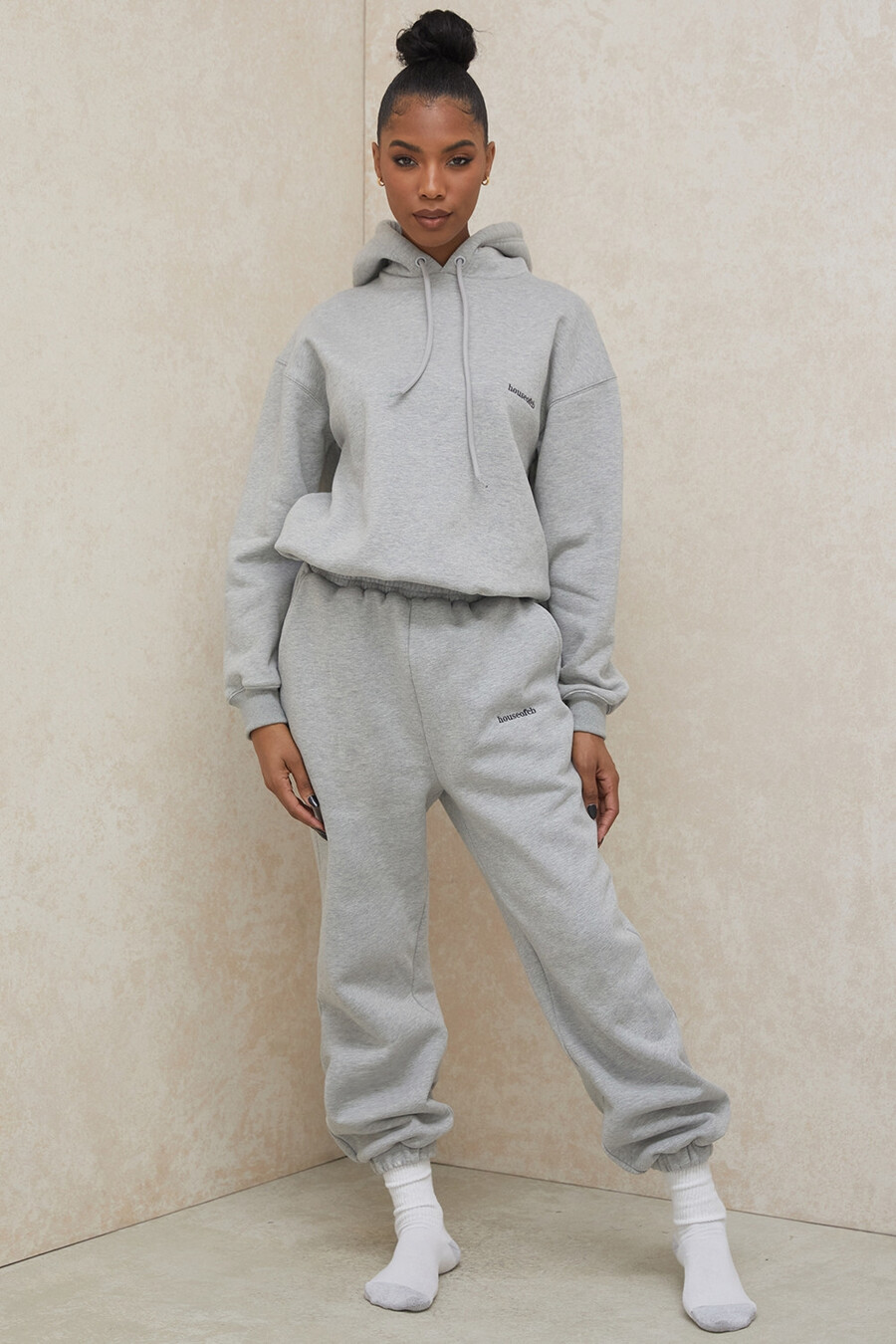pantaloni da jogging con retro in pile grigio