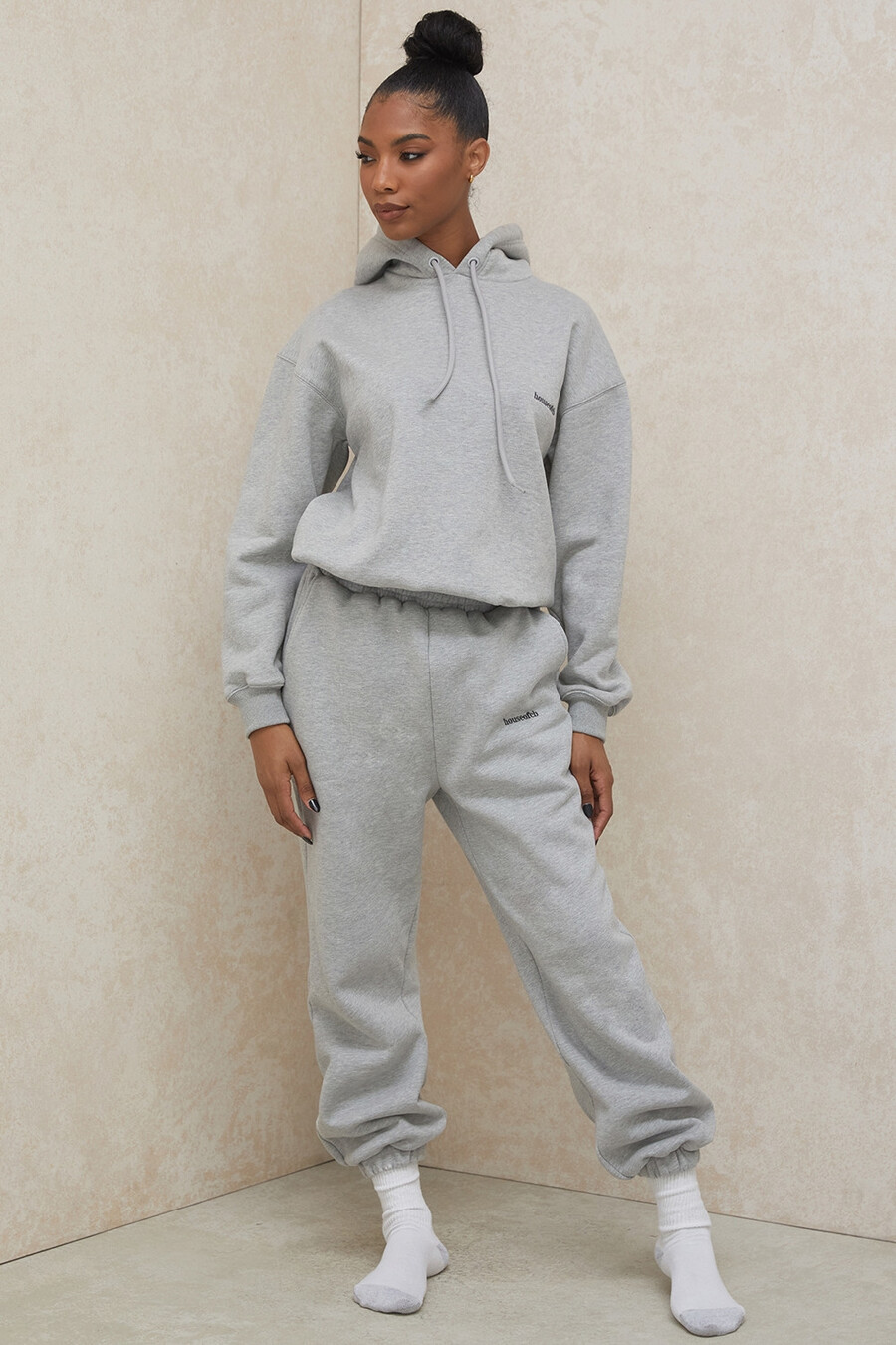pantaloni da jogging con retro in pile grigio