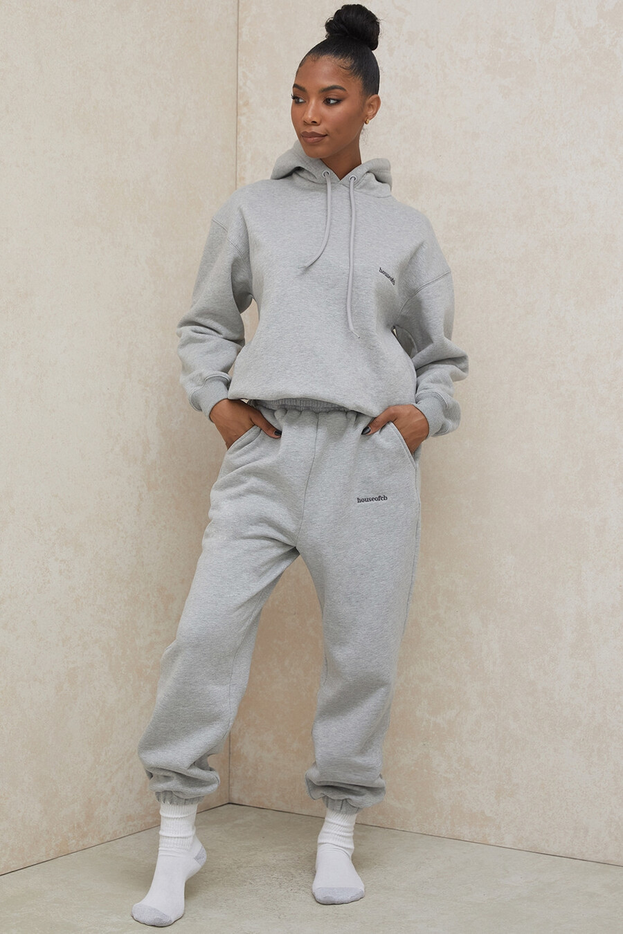 pantaloni da jogging con retro in pile grigio