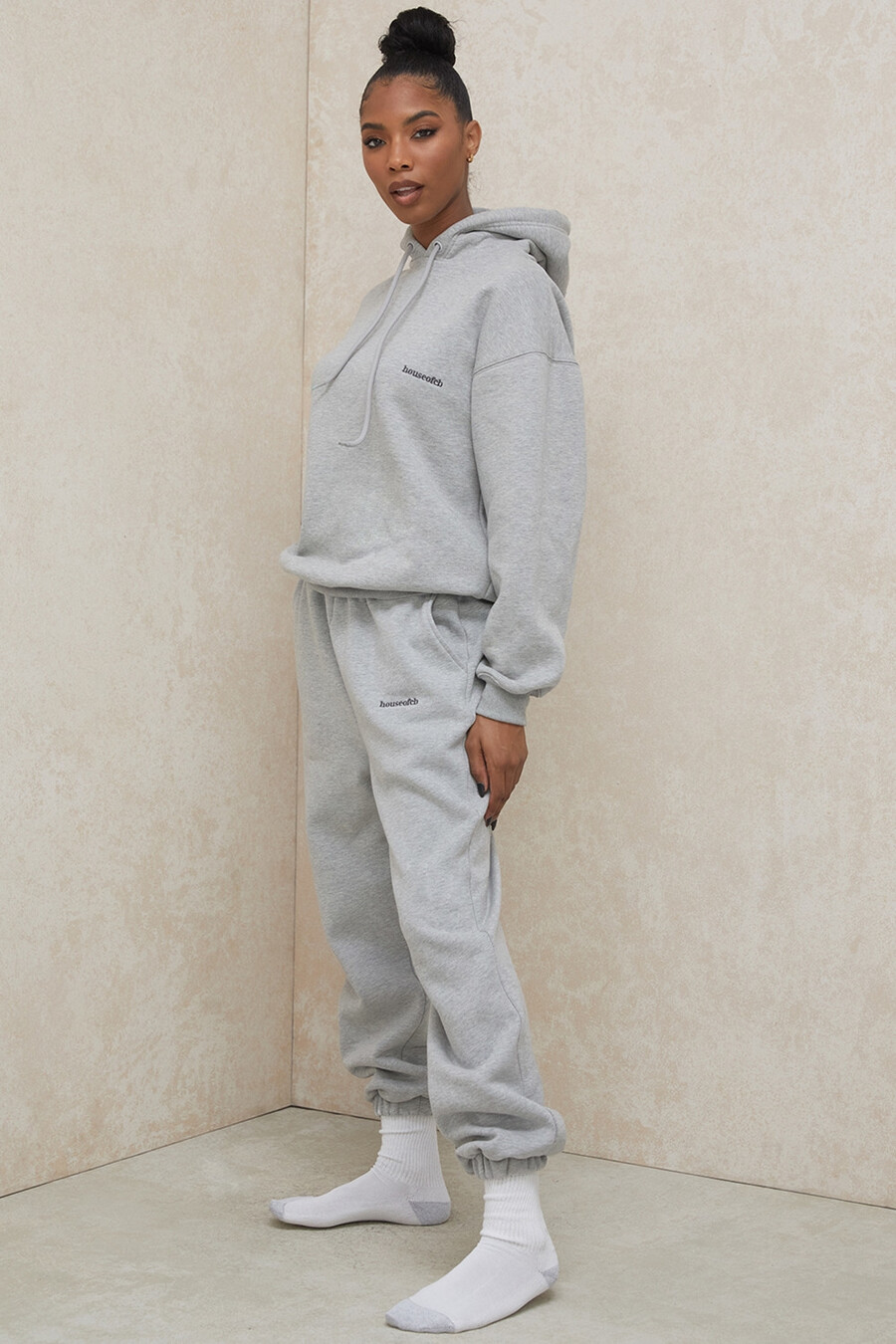 pantaloni da jogging con retro in pile grigio