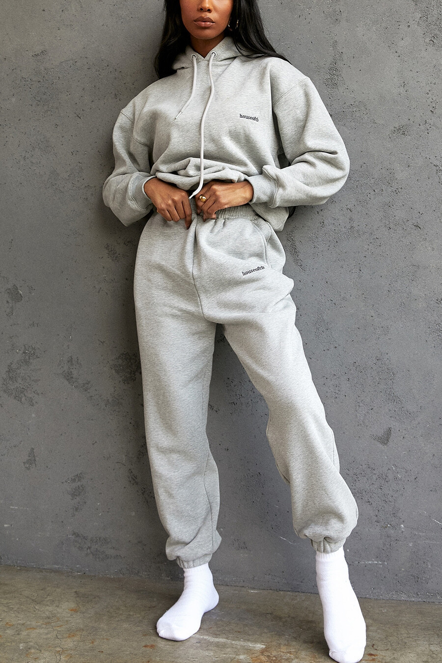 pantaloni da jogging con retro in pile grigio