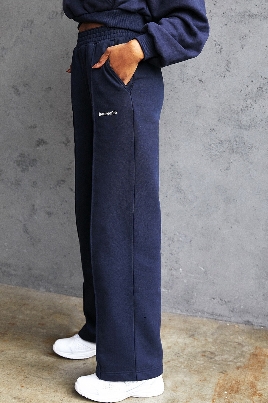 pantaloni da jogging con retro in pile blu navy