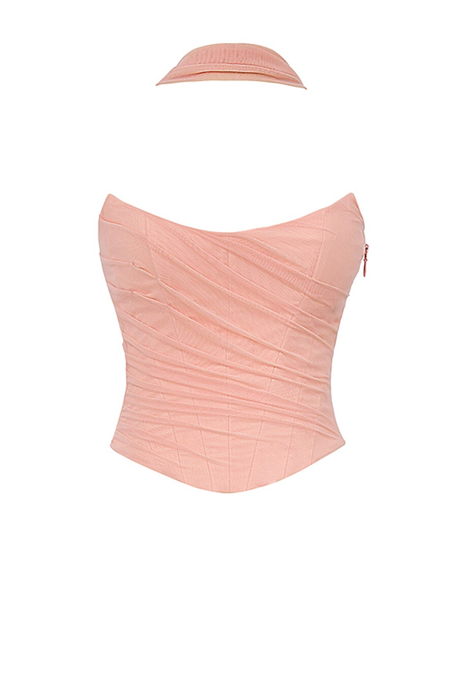 corsetto senza spalline color pesca con sciarpa al collo