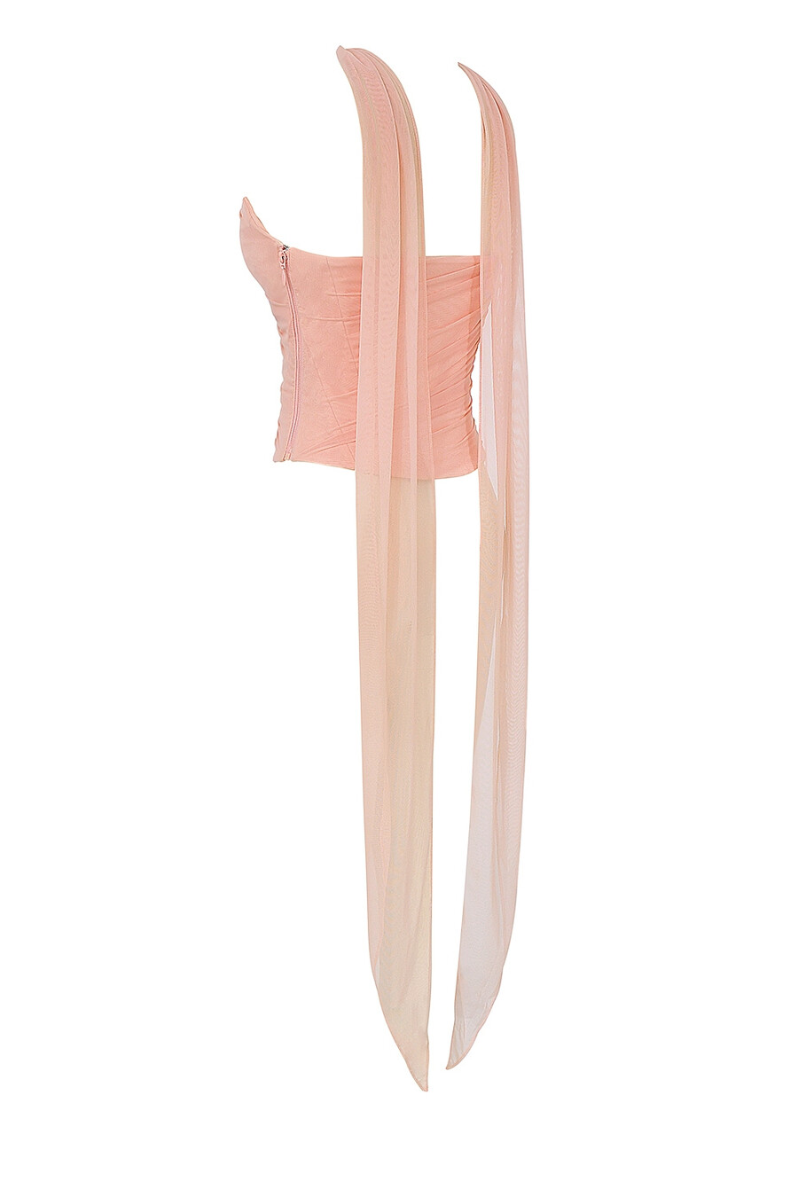 corsetto senza spalline color pesca con sciarpa al collo