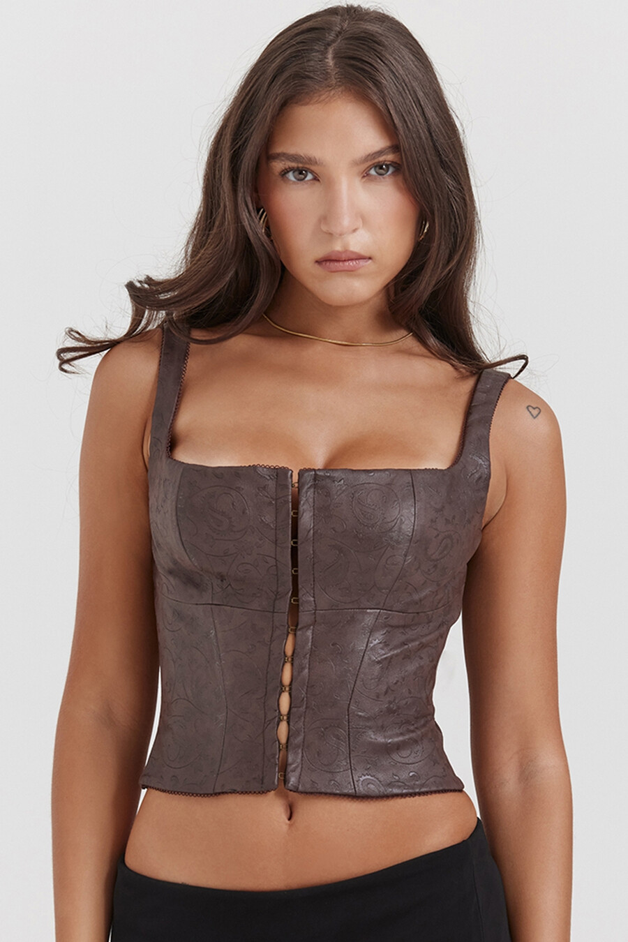 corsetto in pelle vegana marrone