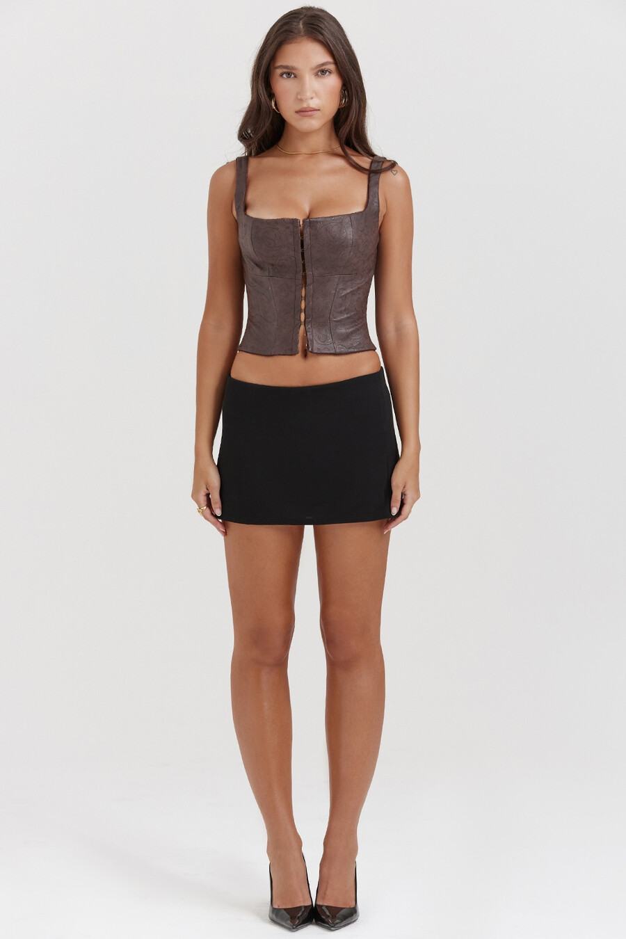 corsetto in pelle vegana marrone
