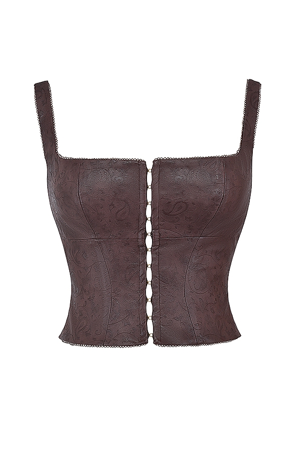 corsetto in pelle vegana marrone