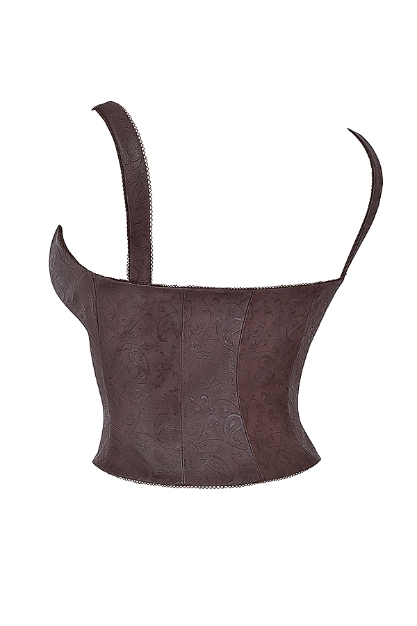 corsetto in pelle vegana marrone