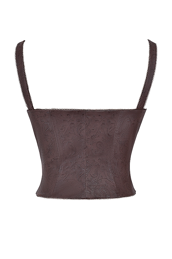 corsetto in pelle vegana marrone