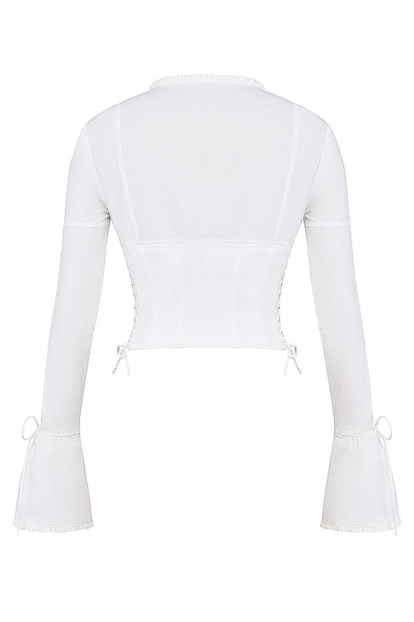top bianco con lacci