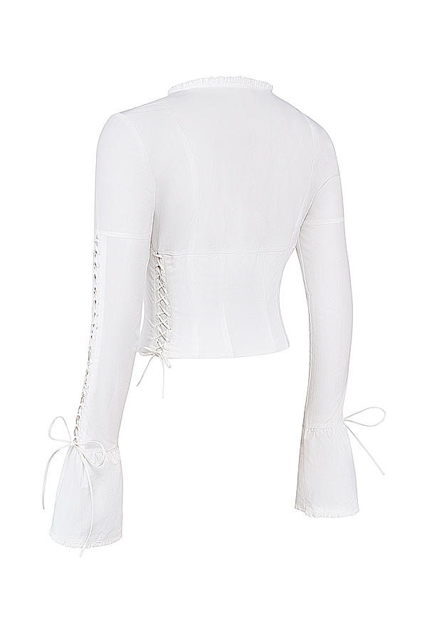 top bianco con lacci