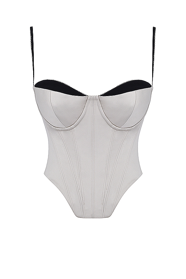 corsetto con ferretto in raso beige