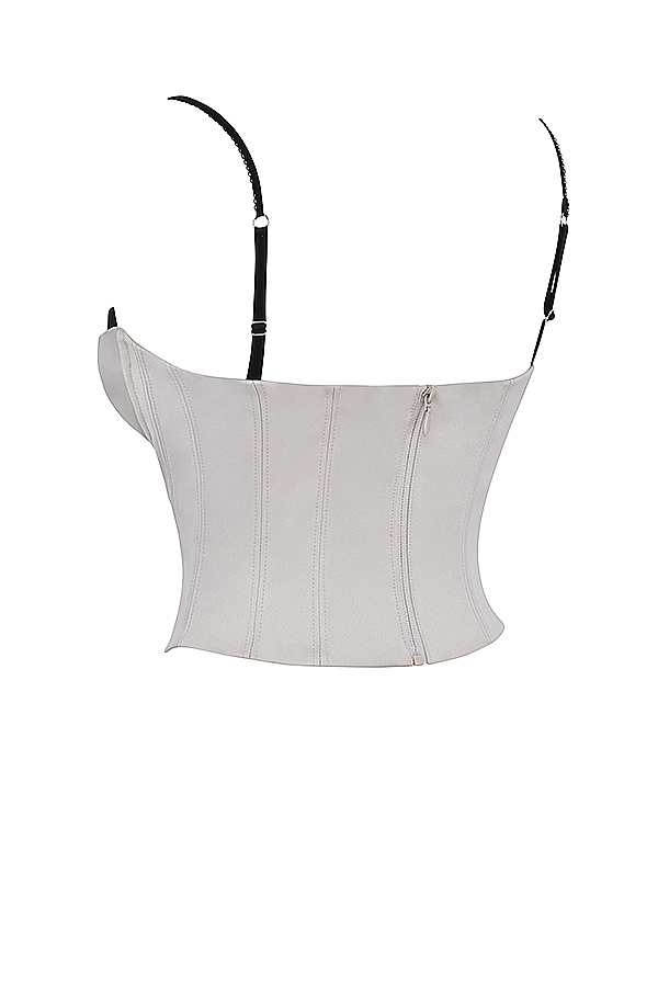 corsetto con ferretto in raso beige