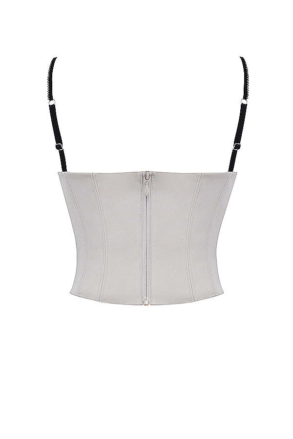 corsetto con ferretto in raso beige