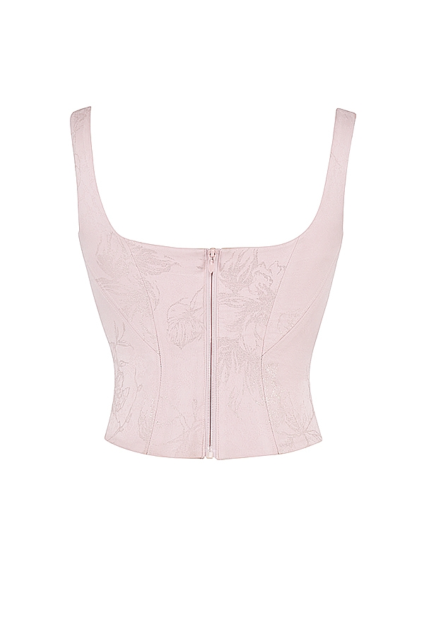 corsetto lungo in raso floreale rosa