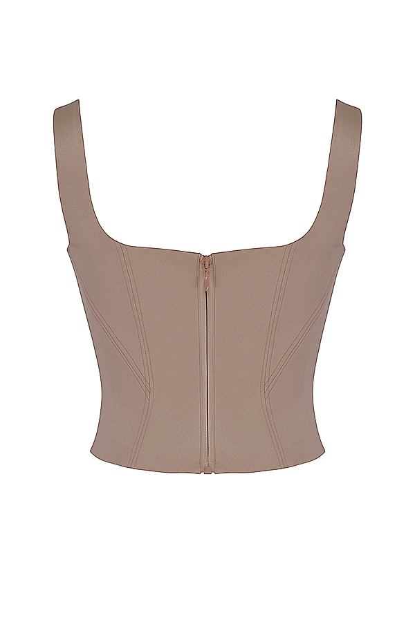 corsetto lungo in raso di pietra