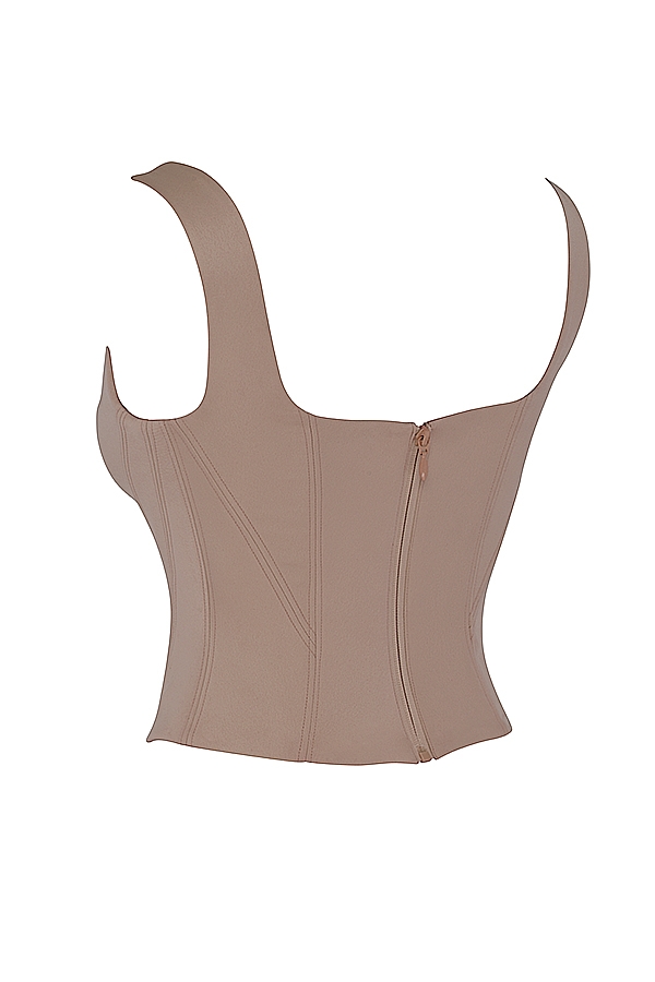 corsetto lungo in raso di pietra