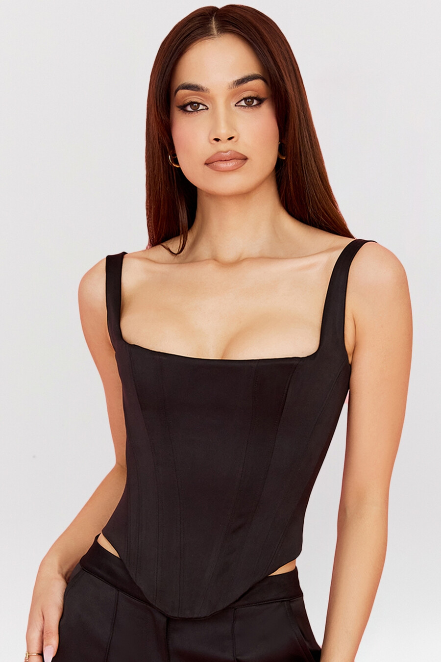 corsetto lungo in raso nero