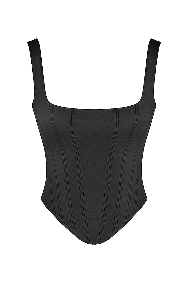 corsetto lungo in raso nero