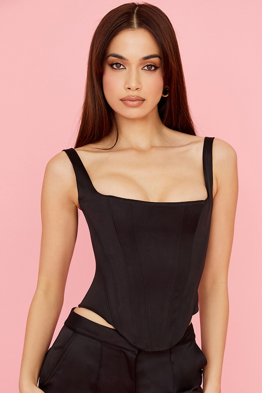 corsetto lungo in raso nero